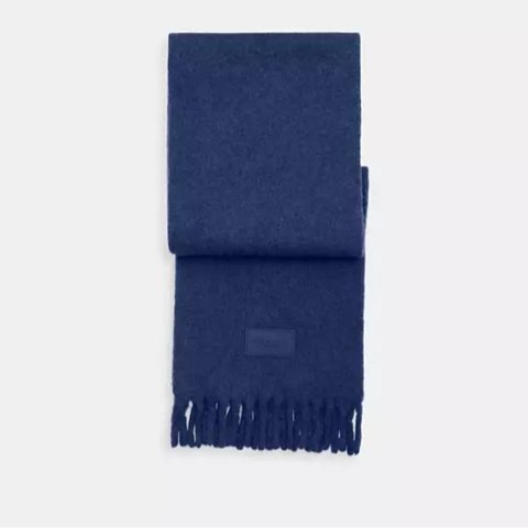 Coach贵气宝蓝色!羊驼毛围巾