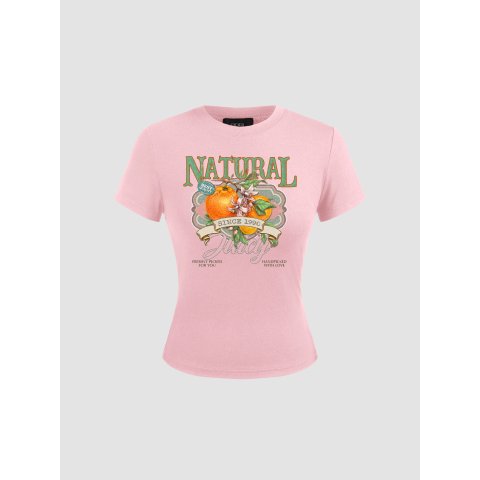 甜美小橘子印花T恤