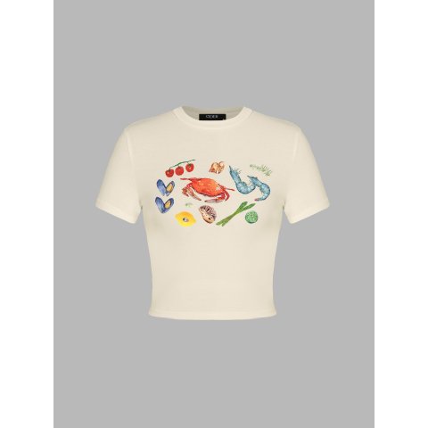 海鲜蔬果印花T恤