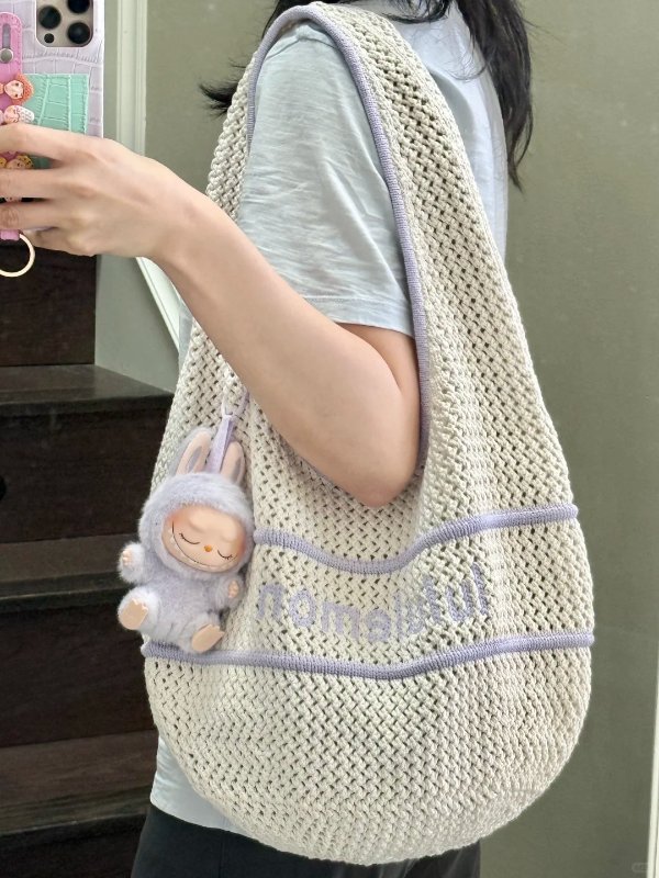 【ルルレモン】コットンかぎ編み ショルダーバッグ 7L lululemon Cotton Crochet Shoulder Bag 7L $750 Size : W26 x