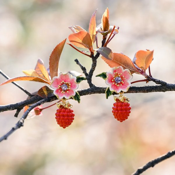树莓鲜花耳钉