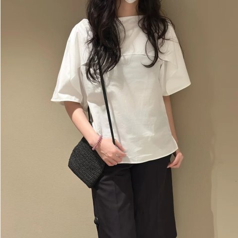 荷叶领短袖衬衫