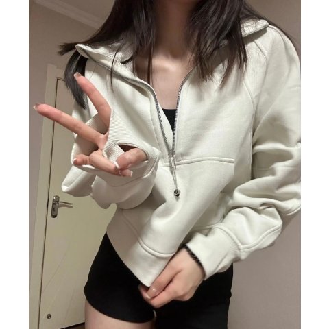 Lululemon@A方向Scuba 金标半拉链骨白色