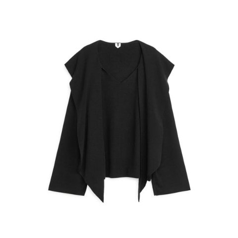 羊毛混纺毛衣配围巾