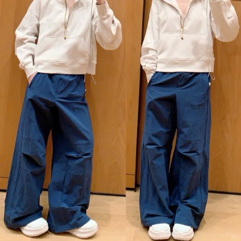 Crinkle Nylon 宽松降落伞裤