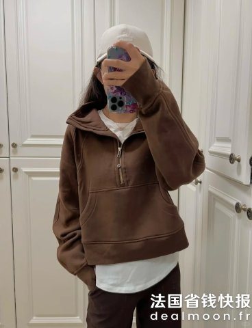 Lululemon@ AAAScuba 宽松半拉链卫衣 摩卡色