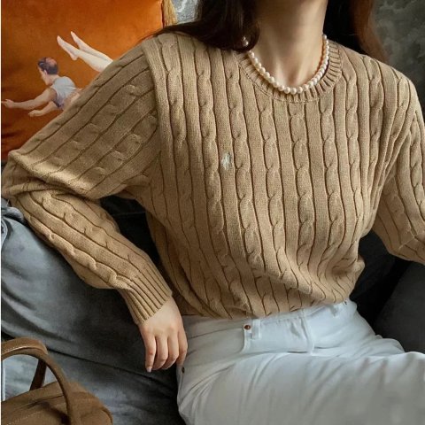 Polo Ralph Lauren卡其色补货 @六一小姨麻花针织衫