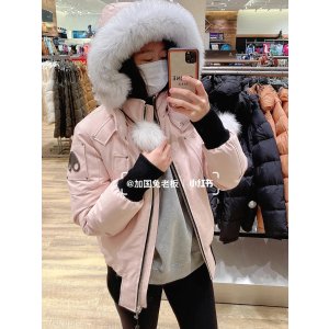 Moose Knuckles超可爱毛球款 Debbie Bomber 羽绒服 粉色