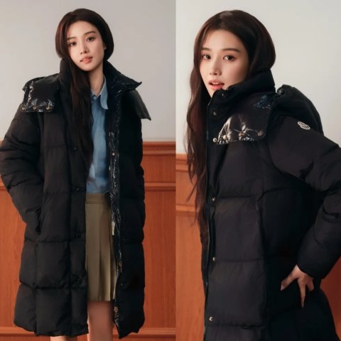 Moncler超长款Chamer 长款羽绒服 黑色