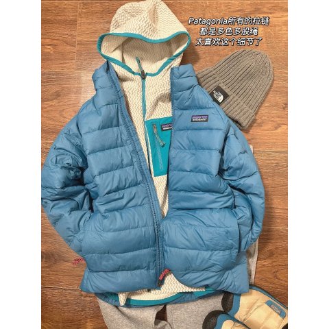 Patagonia叠穿超好看 轻羽绒夹克 蓝色