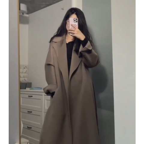  S Max Mara类似款上身 @D：灰色羊毛中长大衣