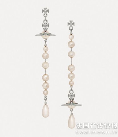 Vivienne Westwood破碎珍珠银色耳饰