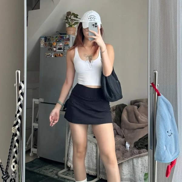 高腰轻盈网球裙 石墨灰