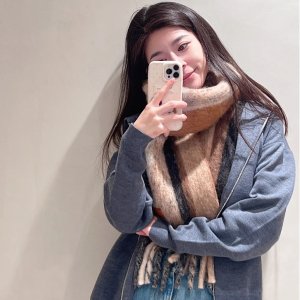 Loewe封面款！@杭州大厦罗意威小李条纹羊毛羊驼混纺围巾