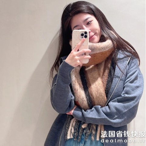 Loewe封面款！@杭州大厦罗意威小李条纹羊毛羊驼混纺围巾