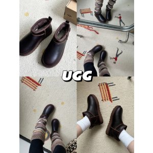 UGG皮面防水 下雨可以穿！@鱼鱼家131Mini 铁木色雪地靴