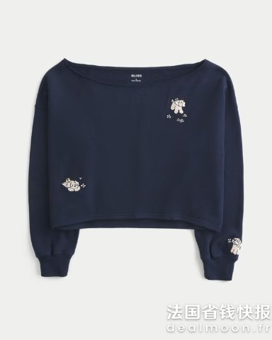 Hollister小熊一字肩卫衣