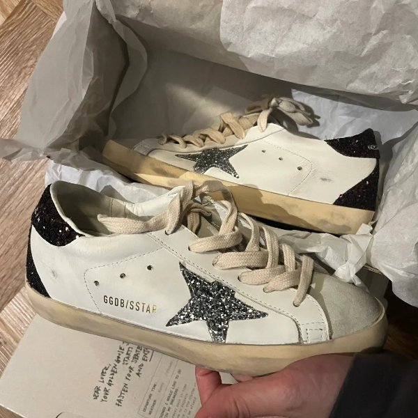 Super-Star 运动鞋 白粉黑亮片