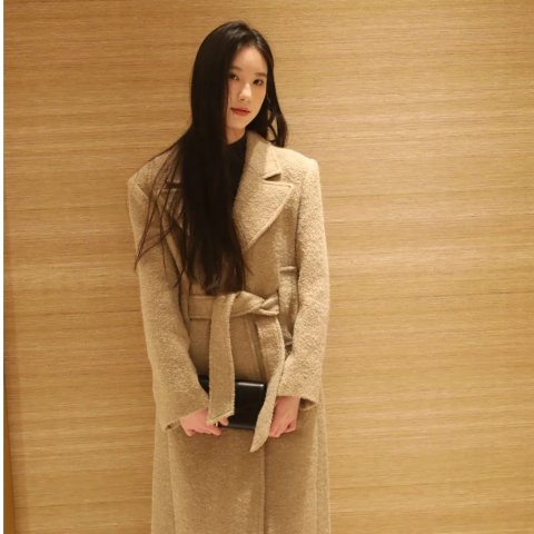 Sandro羊毛混纺绑带大衣