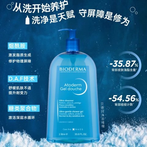 Bioderma温和洁面+沐浴啫喱 1L