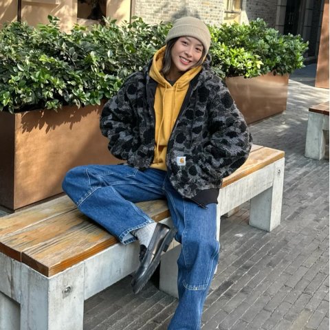 迷彩抓绒夹克衫