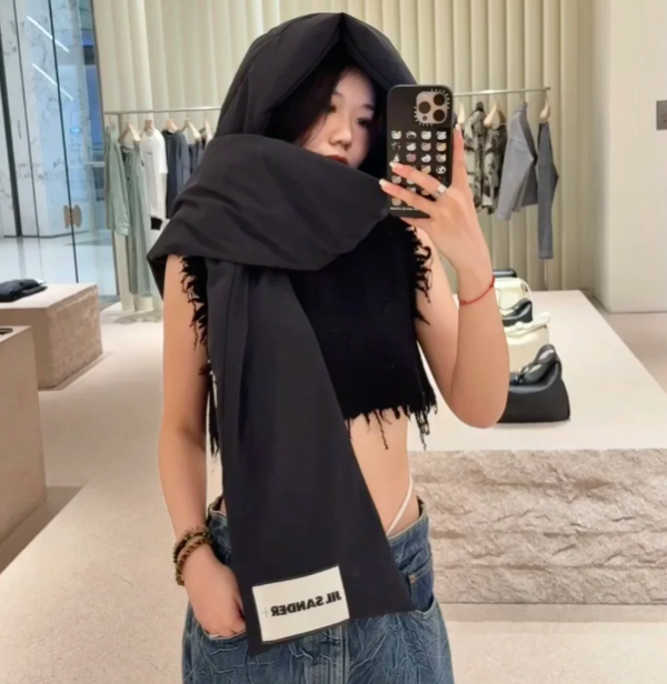 黑色羽绒围巾 标志款