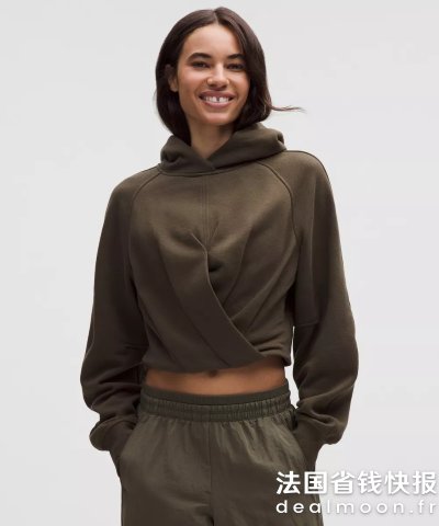 Lululemon连帽褶皱收腰短款卫衣