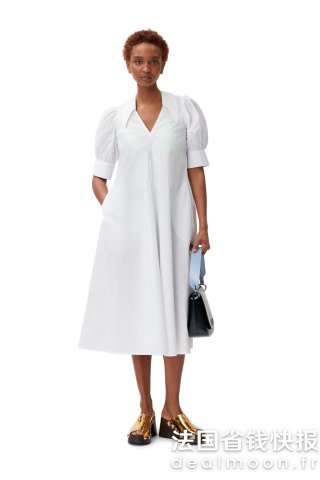 Ganni府绸中长连衣裙