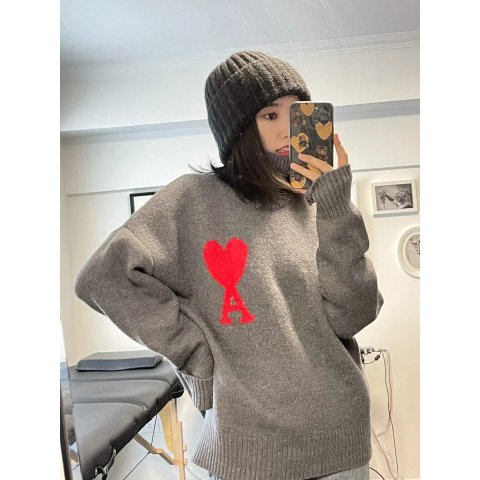 Ami 灰色高领毛衣