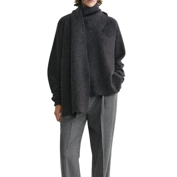 围巾一体针织衫