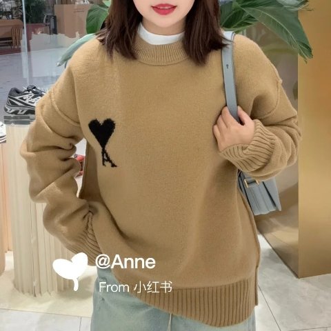 这件巨划算！全尺码有库存羊毛圆领毛衣 棕色