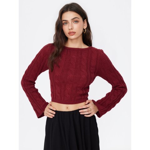 红色蝴蝶结针织衫