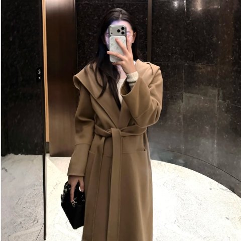 S Max Mara5折！跟主线太像啦Enzo 羊毛大衣 腰带款