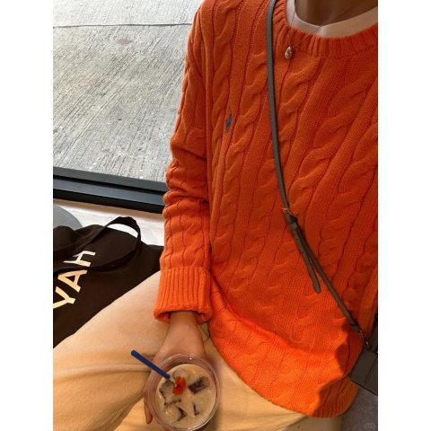 Polo Ralph Lauren羊毛羊绒橙色毛衣