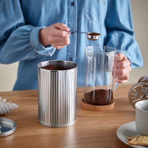 Ikea咖啡罐BETTHAJ 带盖罐 银色 1.3L