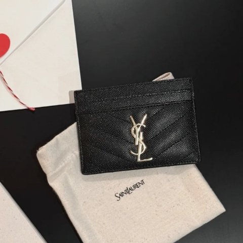 Saint Laurent Cassandre 黑色卡包