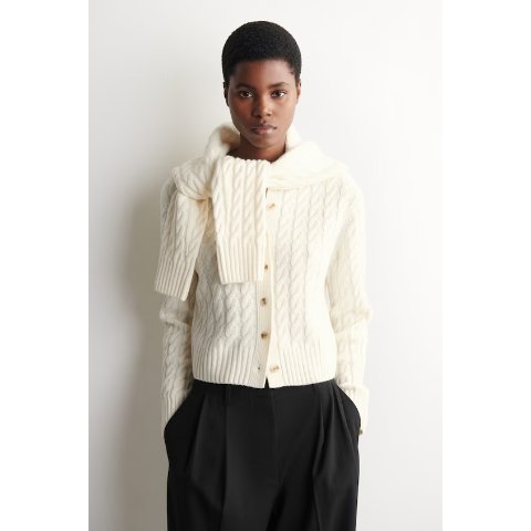 Merino 羊毛麻花针织开衫