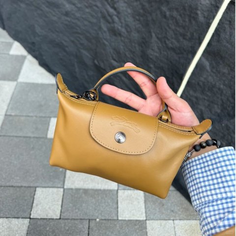 皮革mini饺子包 烟草色