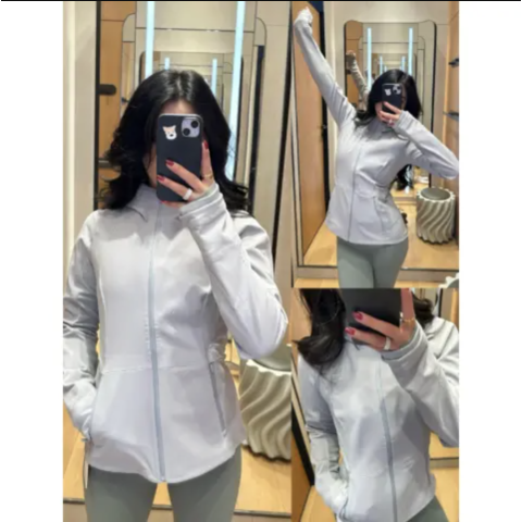 Lululemon防水防风又透气！收腰显瘦！@玛丽莲莎露水泥蓝冲锋衣