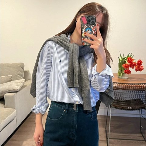 条纹牛津衬衫 白蓝