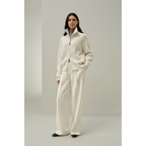 立领拉链针织开衫