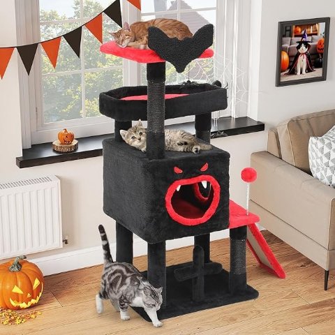 YITAHOME 万圣节猫爬架 黑红色