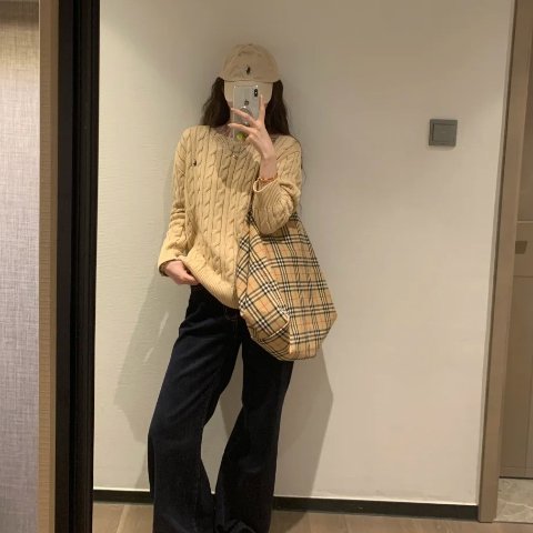 Polo Ralph Lauren麻花针织毛衣 奶茶色