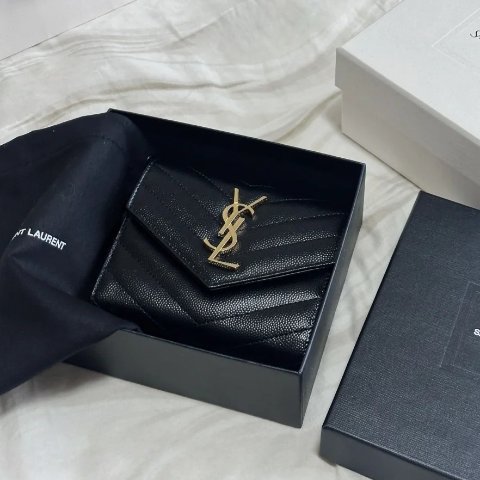Saint Laurent Matelasse 黑色折叠钱包