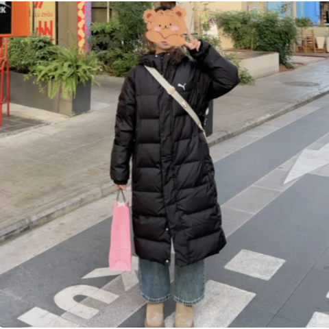 PUMA 女式连帽棉服 黑色