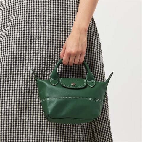 Le Pliage荷叶绿皮革饺子包