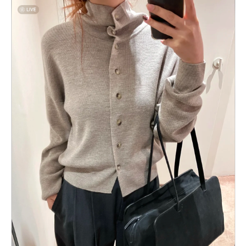 羊毛小高领开衫