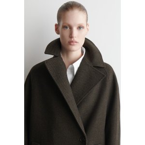 双排扣羊毛长款大衣