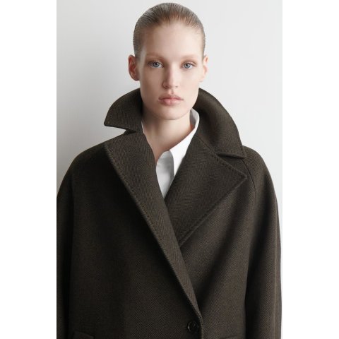 COS双排扣羊毛长款大衣