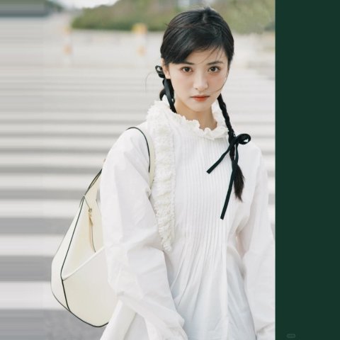 Valextra沈月同款裸色Vivi 米色真皮单肩包